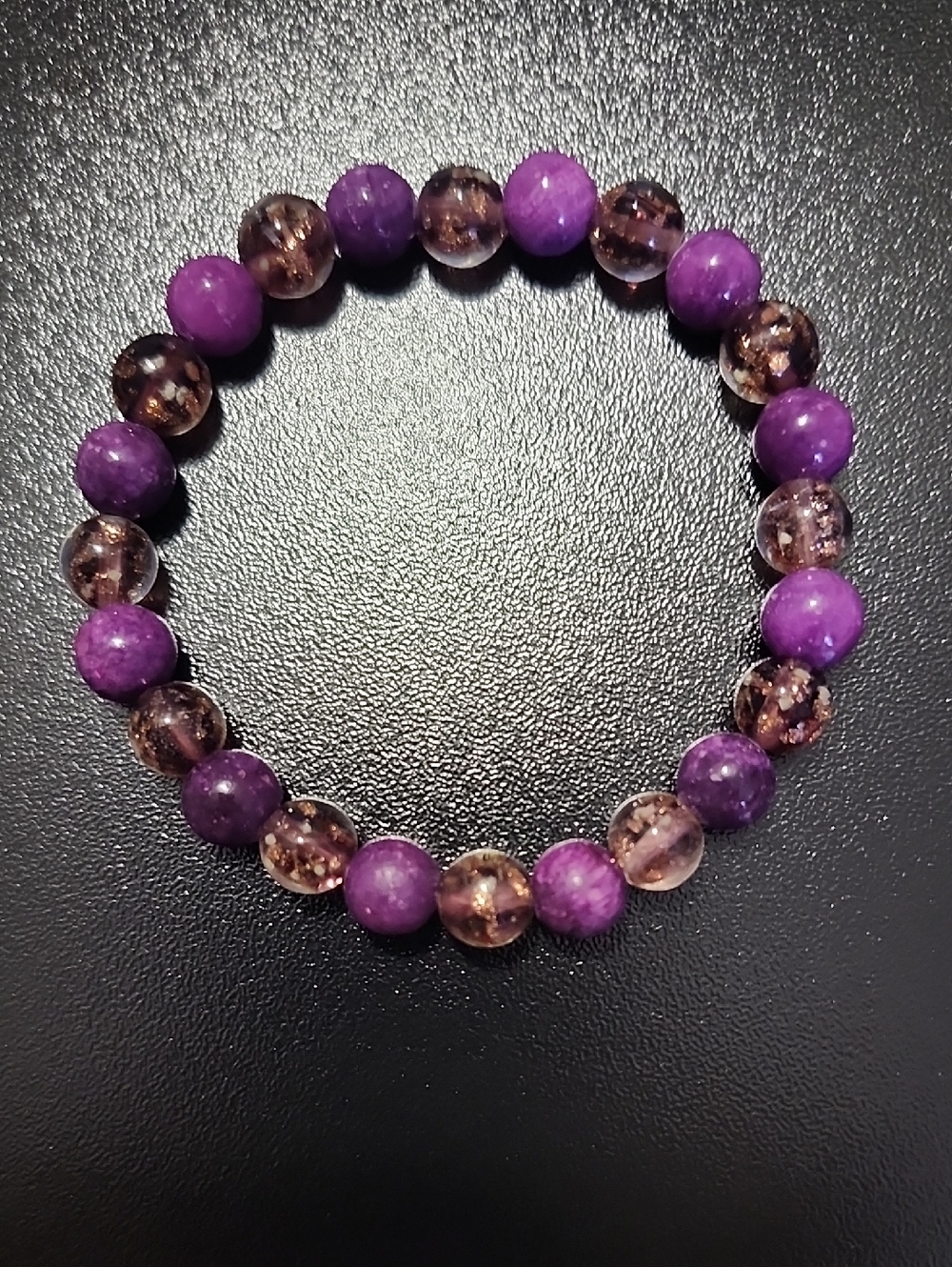 Handmade Glow In The Dark  Bracelet with Purple Quartz And Glow In Dark Accents